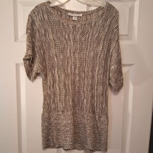Crochet Knit Tan Blouse. XL